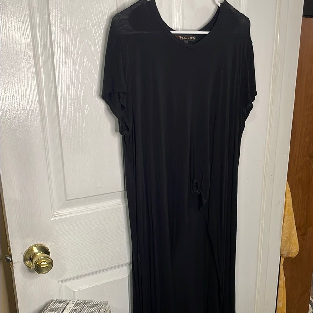 Black Casual Maxi Dress with Dolman Sleeves